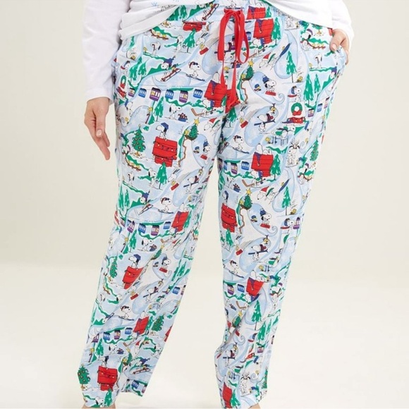 A329 SNOOPY Retired pattern VERA BRADLEY Ski Slope Peanuts Pajama Pants Small - Picture 1 of 6